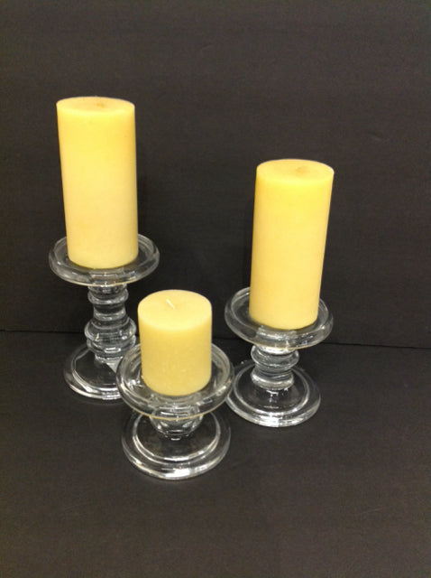 6",4",3.5" Graduated Glass Candle Holders