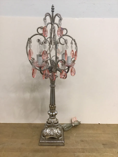 33" Pink Chandelier Table Lamp