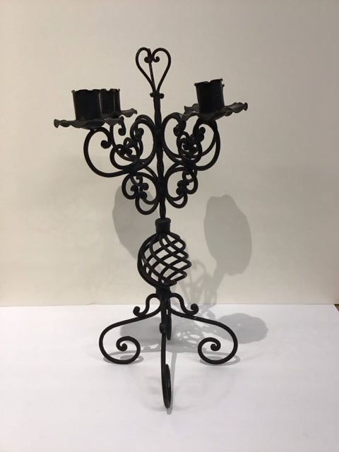 21" Black Metal Decorative 4-Candle Holder
