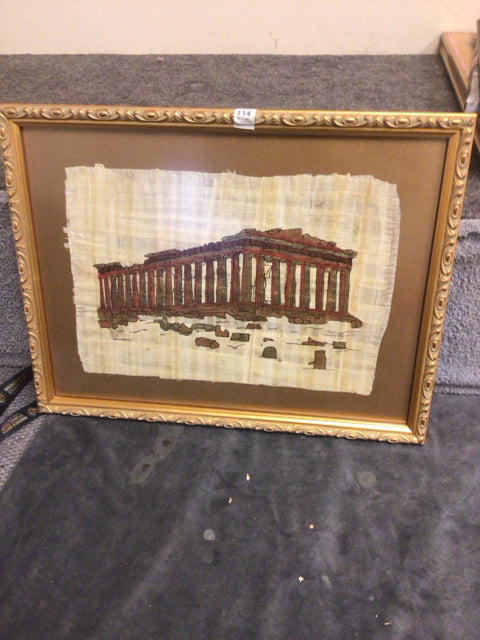 17" X 13" Framed Foiled Roman Building Wall Decor