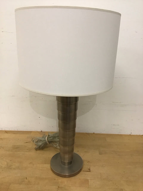 26" Visual Comfort Pewter Stacked Cylinder Table Lamp