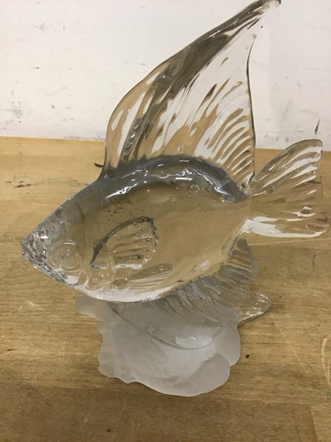 7"x5" Glass Frosted Fish Art
