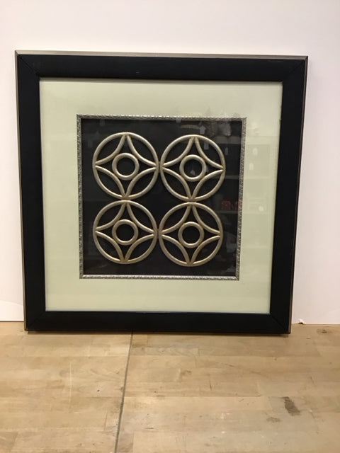 24"Sq Framed Geometric Metal Pattern