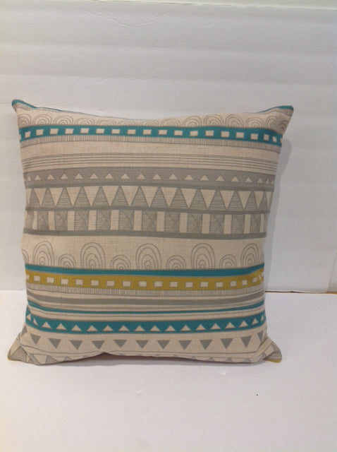 Tan Pillow w/Multicolor Stripes