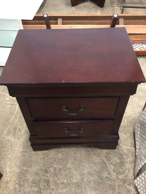 Brown Two Drawer Nightstand