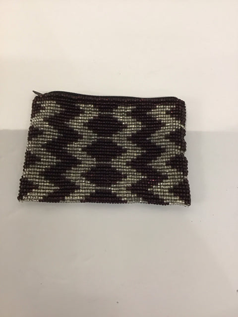 Silver & Brown Beaded Change Purse