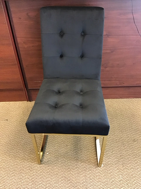 Black Velvet Tufted Gold Metal Chair