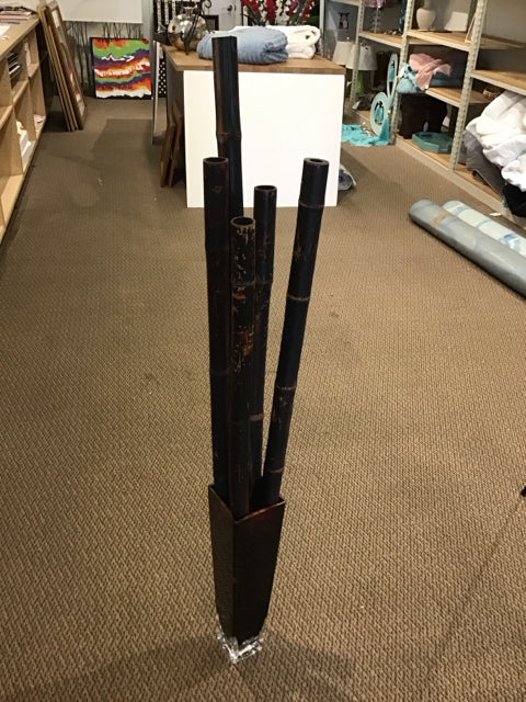 50" Bamboo in Brown Crystal Vase