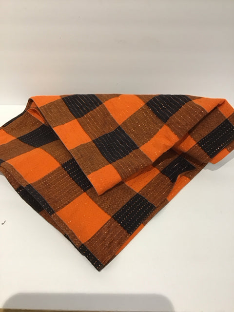 Black/Orange Checked Tablecloth
