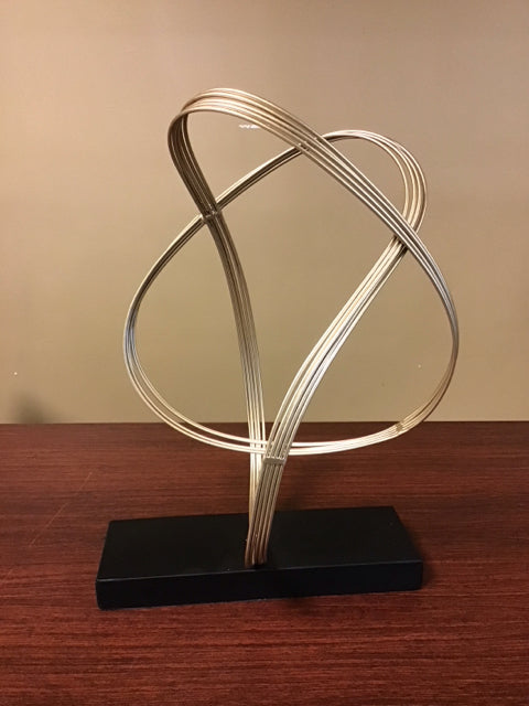 13" Goldtone Metal Sphere W/Black Base