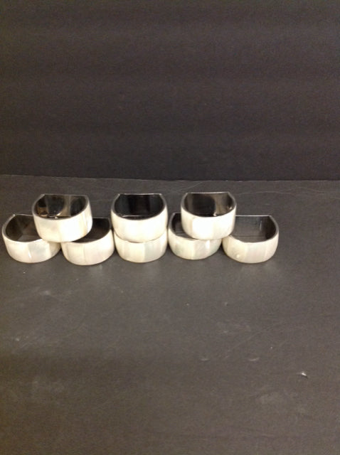Set/8 Silver MOP Napkin Holders