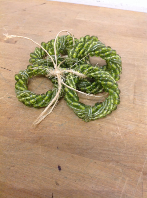 Set Of 6 Green Beaded Napkin Rings