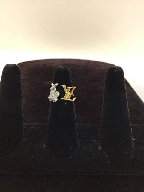 Gold Louis Vuitton Style Silver/Pave Ring