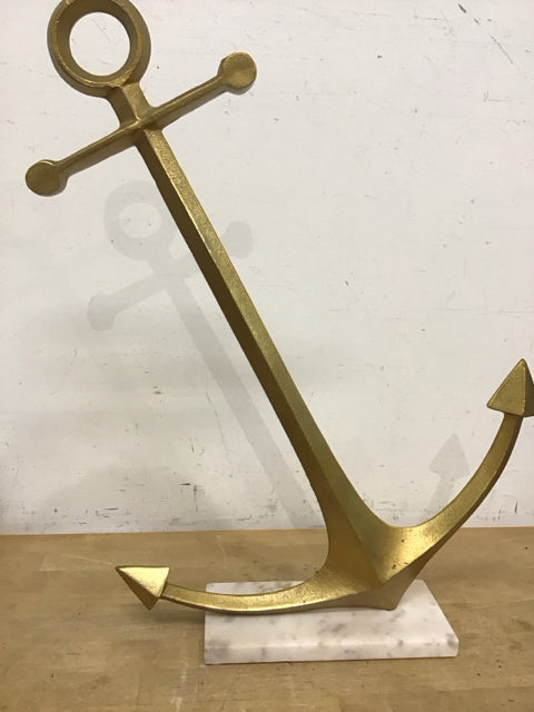 21" Gold Metal Anchor W/Marble Vase