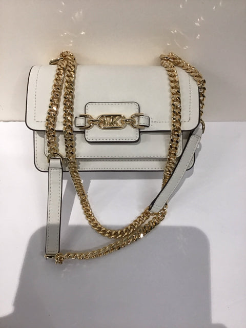 MK White Leather X-Body Handbag