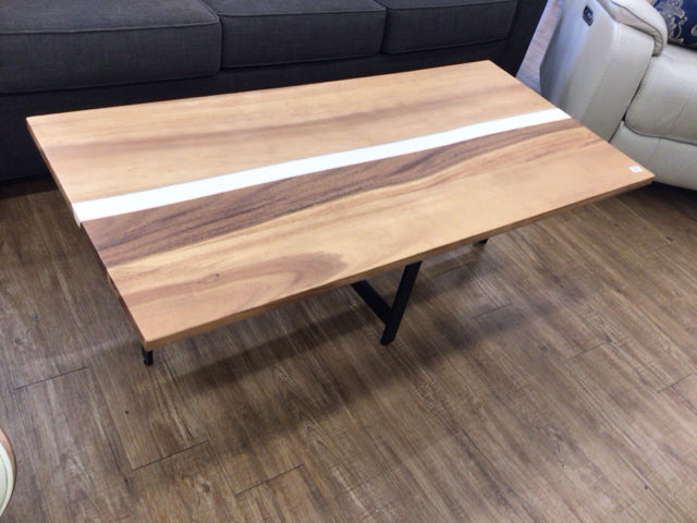2' X 50" Wood & White Acrylic Coffee Table