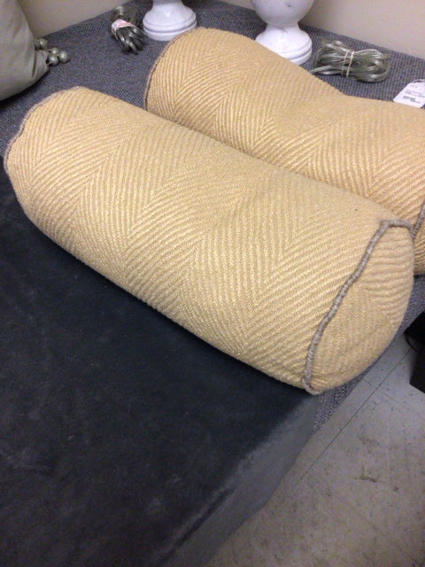 Gold Fabric Lumbar Pillow