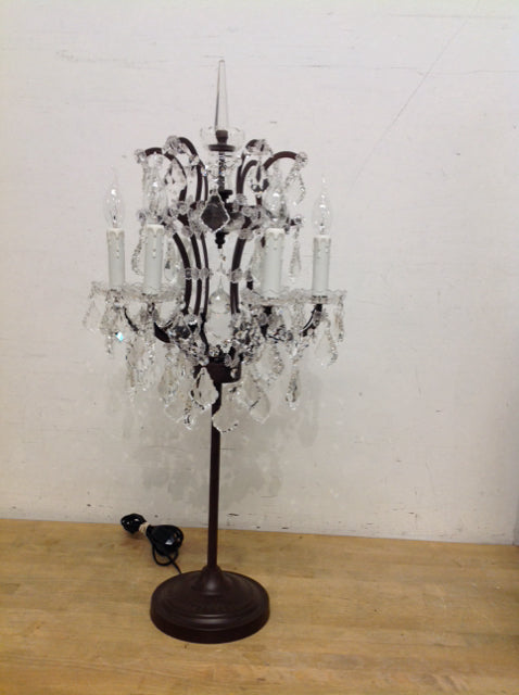 36" RH Crystal Candelabra Table Lamp