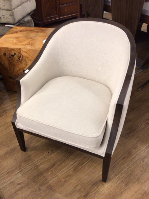 Cream Upholstered Wood Trim Chair