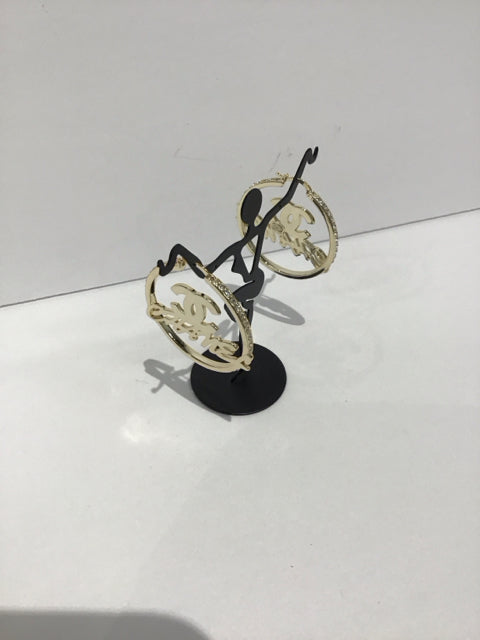 Chanel Style Large Gold Hoop Earrings