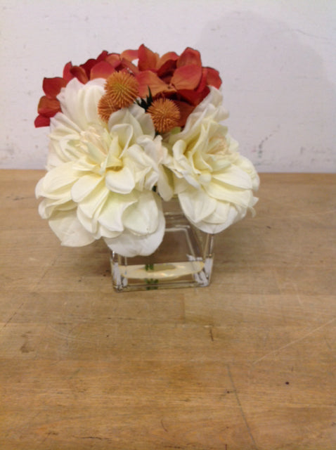 Small Floral/Glass Square Container