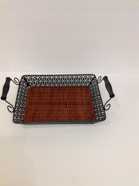11x9 Metal Tray w/Woven Base