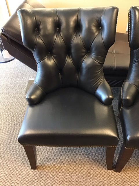 Black Leather Tufted Chair w/Nailheads