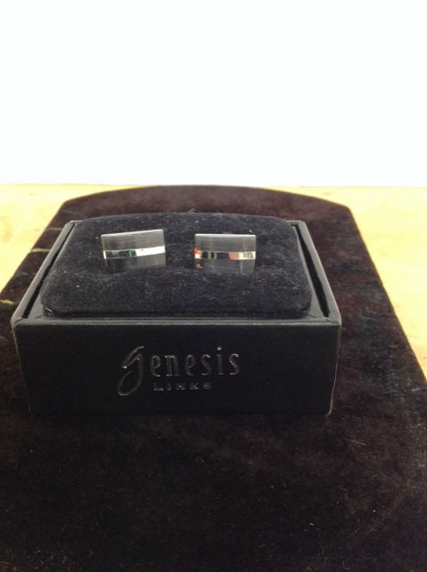 Rectangular Silver Two Tone Cufflinks