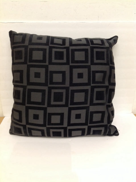 Black Chenille Geometric Pattern Pillow