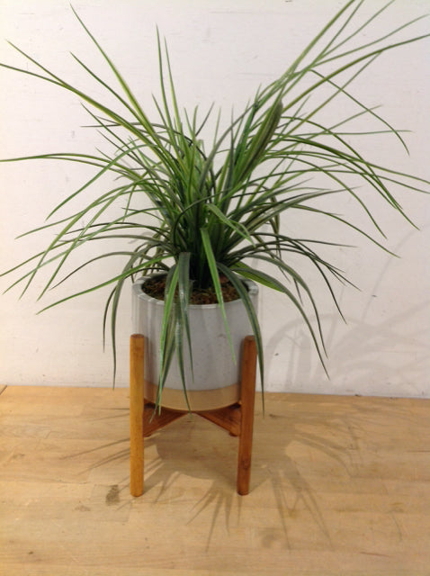 21" Artificial Plant w/Ceramic Bowl & Wood Stand