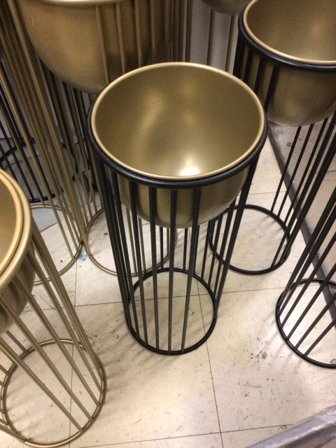 23 1/2"H Black & Gold Metal Planter
