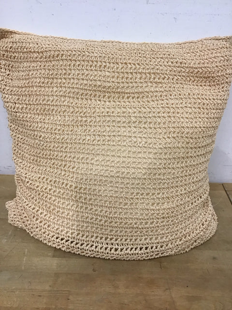 24" Cream Raffia Pillow
