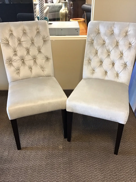Pair Of Gray Velvet Tufted Dining Chair