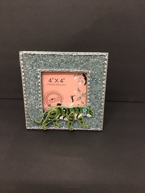 4x4 Blue Beaded Tiger Frame