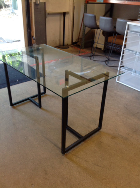 Glass Top Desk on Metal