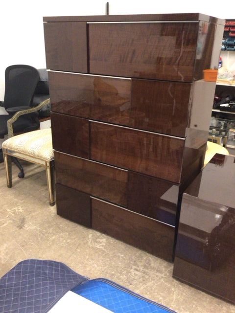 Lacqured Five Drawer Tall Dresser