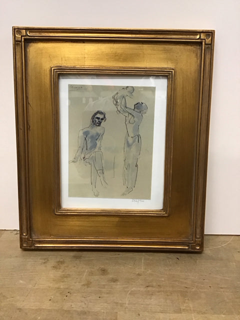 13.5x15 Framed "Couple With Child" Picasso Giclee