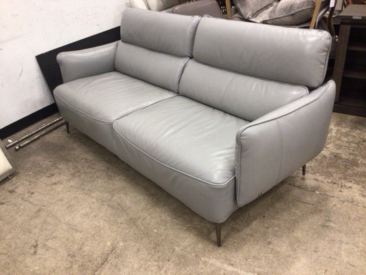 Natuzzi Light Grey Leather Sofa