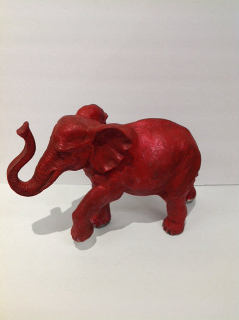 16" Red Painted Elephant