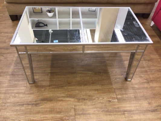 42" X 24" Grey Wood Mirrored Panel Coffee Table