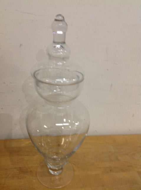 16" Clear Glass Jar W Lid