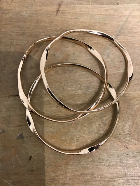 Set Of 3 Twisted Goltone Bracelets