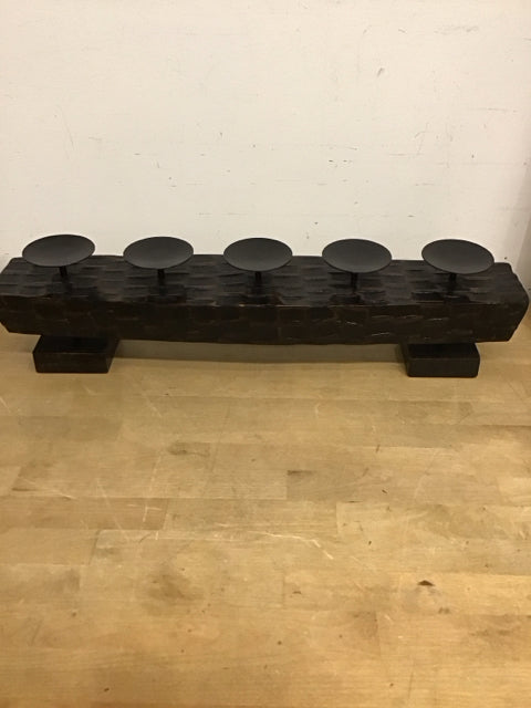 25" Rustic Style Wooden Candelabra Candle Holder