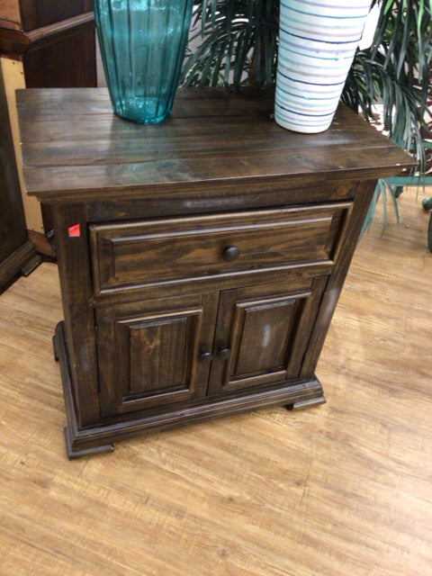 Dark Brown One Drawer/Two Door Nightstand