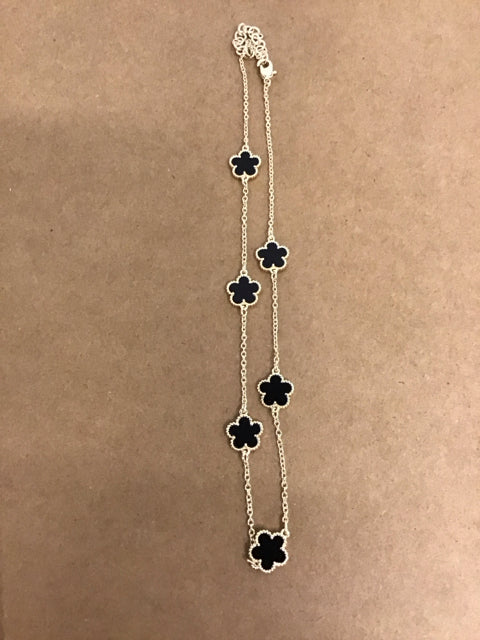 Van Cleef Like 18" Goldtone W/Onyx Necklace