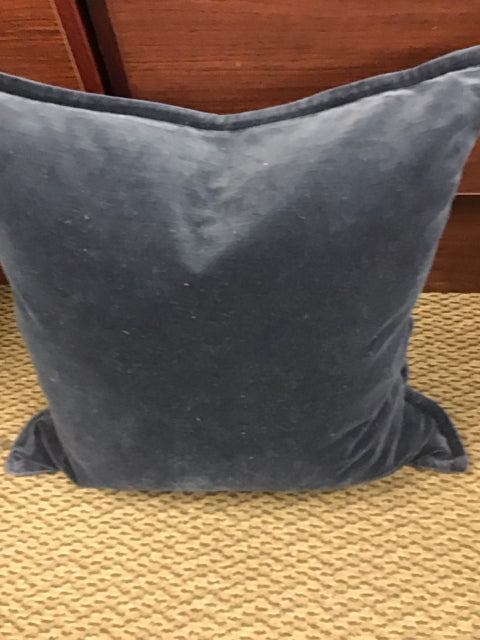 20" Blue Velvet Down Filled Pillow