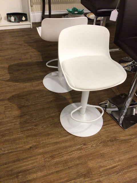 Pair Of White Vinyl Bar Stools