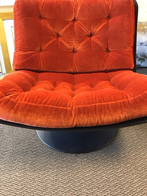 Vintage Artifort Black/Burnt Orange Swivel Chairs