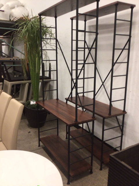 Industrial Metal & Wood Tall Bookcase