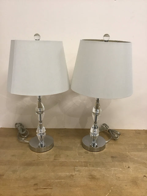 Pair Safavieh Derry Stacked Crystal Lamps